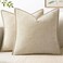 MIULEE Pack of 2 Summer Throw Pillow Covers 18x18 Inch Beige Farmhouse Decorative Pillow Covers with Stitched Edge Soft Chenille Solid Dyed Pillow Covers for Couch Sofa Bed Living Room