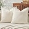 Mecatny Corduroy Summer Throw Pillow Covers 18x18 Set of 2 Neutral Decorative Soft Boho Couch Pillow Covers with Broadside for Sofa Living Room Cream White