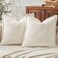 Mecatny Corduroy Summer Throw Pillow Covers 18x18 Set of 2 Neutral Decorative Soft Boho Couch Pillow Covers with Broadside for Sofa Living Room Cream White