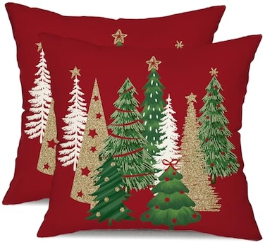 DFXSZ Christmas Pillow Covers 20x20 Inch Set of 2 Xmas Tree Decorative Red Throw Pillows Winter Christmas Decor for Home Couch TH50C20