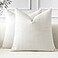 OTOSTAR Pack of 2 Throw Pillow Covers 18x18 Inch Linen Beige Pillowcases Farmhouse Decorative Solid Pillow Covers 45x45 cm Square Cushion Case for Home Decor Sofa Couch Bed Beige
