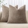 MIULEE Pack of 2 Decorative Throw Pillow Covers Soft Chenille Throw Pillows Solid Neutral Farmhouse Textured Cushion Covers for Couch Sofa Bedroom Living Room 18x18 Inch Taupe Grey