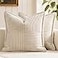 MIULEE Decorative Euro Sham Throw Pillow Covers for Couch Bed Livingroom 26x26 Inch Set of 2 Beige Boho Accent Throw Pllows Broadside Striped Patchwork Soft Corduroy Pillowcases