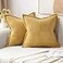 MIULEE Decorative Throw Pillow Covers for Couch Bed Livingroom 18x18 Inch Set of 2 Gold Boho Accent Throw Pllows Broadside Striped Patchwork Soft Corduroy Summer Pillowcases
