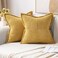 MIULEE Decorative Throw Pillow Covers for Couch Bed Livingroom 18x18 Inch Set of 2 Gold Boho Accent Throw Pllows Broadside Striped Patchwork Soft Corduroy Summer Pillowcases