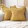 MIULEE Decorative Throw Pillow Covers for Couch Bed Livingroom 18x18 Inch Set of 2 Gold Boho Accent Throw Pllows Broadside Striped Patchwork Soft Corduroy Summer Pillowcases