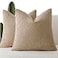Foindtower Set of 2 Decorative Textured Boucle Throw Pillow Covers Accent Solid Pillow Cases Soft Cozy Couch Cushion Case for Chair Sofa Bedroom Living Room Home Decor 26 x 26 Inch Taupe Khaki Camel