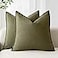 Foindtower Pack of 2 Decorative Linen Solid Throw Pillow Covers Soft Accent Cushion Case Boho Farmhouse Pillowcase for Chair Couch Sofa Bedroom Living Room Home Decor 26 x 26 Inch Olive Green