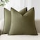 Foindtower Pack of 2 Decorative Linen Solid Throw Pillow Covers Soft Accent Cushion Case Boho Farmhouse Pillowcase for Chair Couch Sofa Bedroom Living Room Home Decor 26 x 26 Inch Olive Green