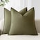 Foindtower Pack of 2 Decorative Linen Solid Throw Pillow Covers Soft Accent Cushion Case Boho Farmhouse Pillowcase for Chair Couch Sofa Bedroom Living Room Home Decor 26 x 26 Inch Olive Green