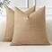 OTOSTAR Pack of 2 Throw Pillow Covers 20x20 Inch Linen Light Brown Pillowcases Farmhouse Decorative Solid Pillow Covers 50x50 cm Square Cushion Case for Home Decor Sofa Couch Bed Light Brown