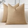 OTOSTAR Pack of 2 Throw Pillow Covers 20x20 Inch Linen Light Brown Pillowcases Farmhouse Decorative Solid Pillow Covers 50x50 cm Square Cushion Case for Home Decor Sofa Couch Bed Light Brown