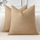 OTOSTAR Pack of 2 Throw Pillow Covers 20x20 Inch Linen Light Brown Pillowcases Farmhouse Decorative Solid Pillow Covers 50x50 cm Square Cushion Case for Home Decor Sofa Couch Bed Light Brown