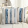PLEPATE Boho Pillow Covers 18x18 Set of 2 for CouchModern Farmhouse Sofa Decorative Blue Throw Pillow Covers Textured Chenille Cushion Covers Outdoor Netural Bohemian Pillow Cases Square