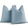ZWJD Throw Blue Pillow Covers 18x18 Set of 2 Chenille Pillow Covers with Elegant Design Soft and Luxurious Decorative Throw Pillows for Couch Bed and Home Decor Light Blue