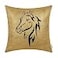 BRAWARM Leather Throw Pillow Cover 20 X 20 Inches Gold Faux Leather Pillow Cover Case Luxury Horse Embroidery Throw Pillow for Couch Sofa Bed Home Decorative