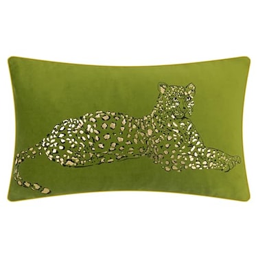 JWH Leopard Print Throw Pillow Cover Decorative Velvet Cushion with Gold Foil Printing Lumbar Pillowcase for Bed Couch Chair Car 12x20 Inches Green