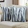 FUTEI Pack of 2 Faux Fur Plush Throw Pillow Covers 18x18 Inch Soft Tie Dye Striped Textured Farmhouse Decorative Cushion Covers Modern Home Decor for Couch Bed Living Room Blue White