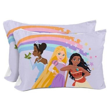 Sunny Side Up Disney Princess 2 Pack Reversible Pillowcases Double Sided Pillow Covers Features Moana Belle Rapunzel Kids Super Soft Bedding