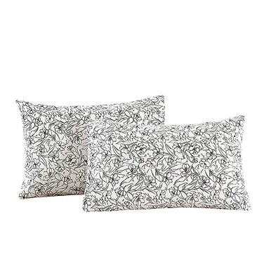 ECOCOTT 2 Pack Pillowcase King Size with White Black Floral Pillow Cases Set 100 Cotton King Pillow Covers Envelope Closure King 20x36