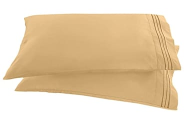 Elegant Comfort 1500 Thread Count Embroidered Egyptian Quality Luxurious Silky Soft Wrinkle Fade Resistant 2Piece Pillowcase StandardQueen Size Gold