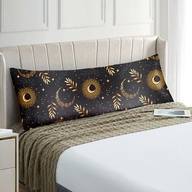 EXQ Home Satin Pillowcase for Hair and Skin Body Multicolor Printed Black Moon Silk Pillowcase 20x54 inches Body Pillow Cases with Envelope Closure Gifts for Women