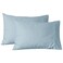 FEATHER & Feather Stitch 100 Cotton Standard Pillow Covers Set of 2 500TC Envelope Closure Pillowcases Soft Luxury Damask Stripe Sateen Weave Pillow Case for Sleeping 20x30 Inches Aqua Stripe