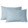 FEATHER & Feather Stitch 100 Cotton Standard Pillow Covers Set of 2 500TC Envelope Closure Pillowcases Soft Luxury Damask Stripe Sateen Weave Pillow Case for Sleeping 20x30 Inches Aqua Stripe