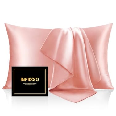 INFIIXSO Mulberry Silk Pillowcase for Hair and Skin Silk Pillow Cases Standard Size with Hidden Zipper 20x26 Extraordinary Smooth and Soft Cooling Pillow Cases for Hot SleepersBlush Pink 1 Pack