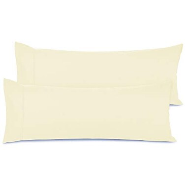 Nestl Body Pillow Cover Soft Pillowcase Lightweight Ivory Microfiber 20x54 Inches Envelope Closure Set of 2