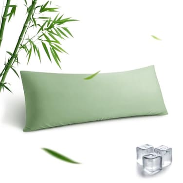 Parkdeny Sage Green Body Pillowcase Cooling Viscose from Bamboo Long Pillow Cover Soft Smooth Breathable Bedding Shield with Long Hidden Zipper 1 Pack