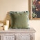 patdrea Green Shabby Chic Decorative Throw Pillow Covers 18x18 Set of 2Farmhouse Linen Pillow Covers with RufflesSquare Sturdy Throw Pillow Case for Couch Sofa Bed Living Room