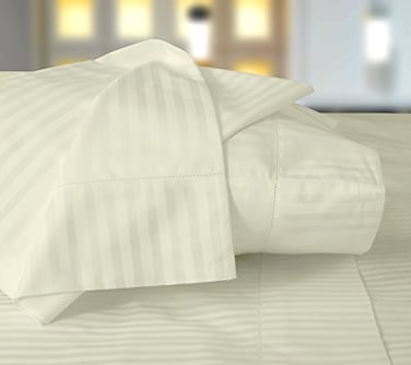 Threadmill Home Linen Standard Pillowcases 100 Natural Cotton 600 Thread Count 2 Piece Damask Ivory Pillow Cover Set Hotel Quality ELS Combed Cotton Striped Pillow Protectors