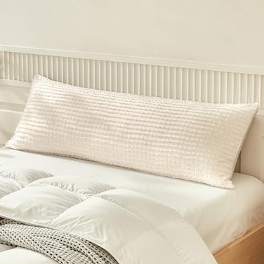 WARMDERN Beige Pillow Covers Body Pillow Cover Soft Microfiber Pillow Cases Set of 1 Boho Textured Pillowcase with Envelope ClosureBeige Body1 20x54 Inches