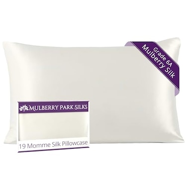 Mulberry Park 100 Silk Pillowcase 19 Momme Grade 6A Mulberry Silk Deep Envelope Closure WhiteStandard 20 x 26