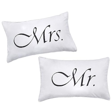DasyFly 2PCS Mr and Mrs Pillow CasesHis and Hers Couples PillowcasesRomantic Anniversary Engagement Christmas Wedding Gifts for The CoupleBride Shower Gifts Ideas