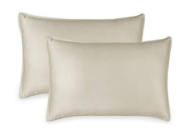 Pure Bamboo Queen Pillowcases by Genuine 100 Organic Viscose Derived from Bamboo Luxuriously Soft Cooling Double Stitching Envelope Closure 2 Queen Pillowcases Sand