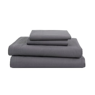 Martex 3 Piece Twin Sheets Set Twin Bed Sheets Set Light Weight Soft Breathable Sheets Brushed Cotton Rich Blend SecureFit Wrinkle Resistant Durable Easy Care Bed Sheets Comfy Sheets Gray