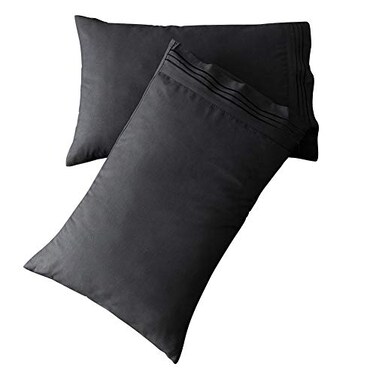 SONORO KATE Luxury Pillowcase Set Brushed Microfiber 1800 Bedding WrinkleBlack 2 Pillowcases King