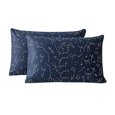 SUSYBAO 100 Cotton Pillowcases Queen Size Set of 2 Navy Blue Constellation Print Bed Pillow Covers Envelope Closure End Pillow Encasement Home Decor Soft Durable Comfortable 20 in x 26 in