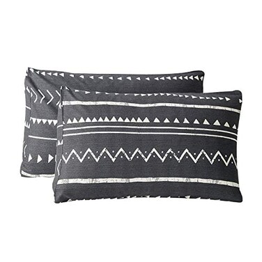SUSYBAO 100 Cotton Pillowcases Queen Size Set of 2 Black Aztec Geometric Pattern Bed Pillow Covers Envelope Closure End Pillow Encasement Home Decor Soft Lightweight Durable 20 in x 26 in