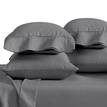Bare Home Microfiber Bulk Pillow Cases StandardQueen Size Set of 4 Cooling Pillowcases Double Brushed Grey Pillowcases 4 Pack Easy Care Standard 4 Pack Grey
