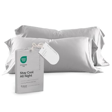 Olive + Olive Crate Tencel Eucalyptus Pillowcases 100 Tencel Lyocell Cooling Pillow Cases for Hot Sleepers Hypoallergenic MoistureWicking Silk Alternative Vegan Queen Size Set of 2 Gray Mist