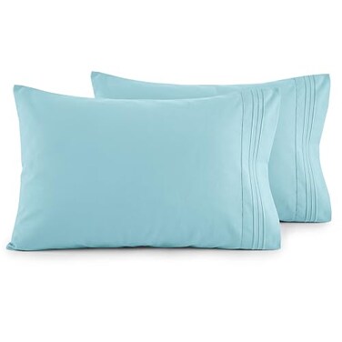 Elegant Comfort Luxury UltraSoft 2Piece Pillowcase Set 1500 Premium Hotel Quality Microfiber Double Brushed Wrinkle Resistant King Size Aqua Blue
