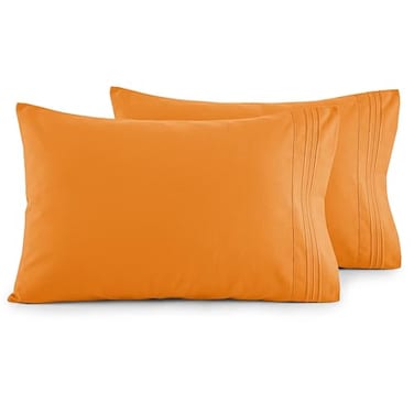 Elegant Comfort Luxury UltraSoft 2Piece Pillowcase Set 1500 Premium Hotel Quality Microfiber Double Brushed Wrinkle Resistant King Size Vibrant Orange