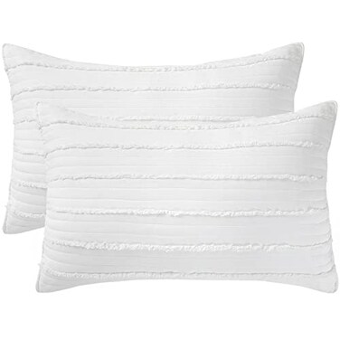BOSOWOS Queen Size Pillow Shams Set of 2 Ultra Soft Breathable 20 x 30 Inches Pillow Case Envelope Closure Microfiber Farmhouse Bed Pillowcases for Easy Care White