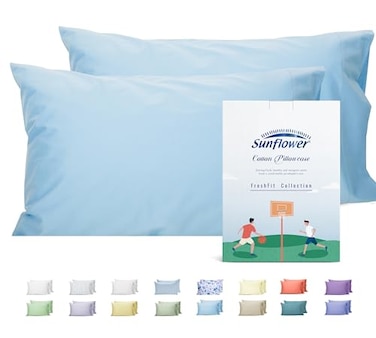 sunflower Sunflower Queen Pillowcases Set of 2 100 Cotton Queen Pillow Cases 2 2030 inches Ashley Blue Soft and Breathable