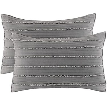 BOSOWOS Standard Size Pillow Shams Set of 2 Ultra Soft Breathable 20 x 26 Inches Pillow Case Envelope Closure Microfiber Farmhouse Bed Pillowcases for Easy Care Grey