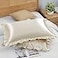SiinvdaBZX Ruffled Queen Satin Pillowcase Set of 2 Beige Silky Satin Pillow Cases for Women Ruffle Pillow Shams Covers Princess Room Decoration with Envelope Closure