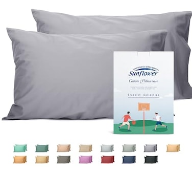 sunflower Sunflower Queen Pillowcases Set of 2 100 Cotton Queen Pillow Cases 2 2030 inches Frost Gray Soft and Breathable